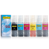 Epson serie 107 botellas de tinta (marca 123tinta) | Pack negro + 5 colores 160731