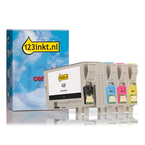 Epson serie 408 cartuchos de tinta (marca 123tinta) | Pack negro + 3 colores 130115 - 1