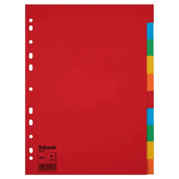 Esselte 100201 separadores de cartón de colores A4 con 10 pestañas (11 agujeros) 426969 - 1