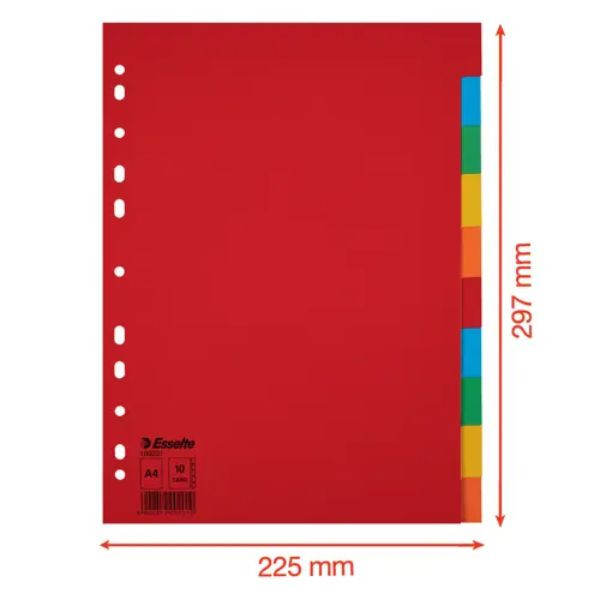 Esselte 100201 separadores de cartón de colores A4 con 10 pestañas (11 agujeros) 426969 - 3
