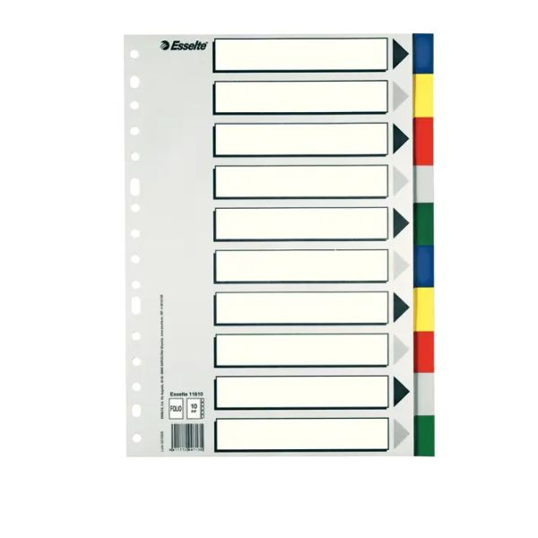 Esselte 11610 separadores de plástico con índice A4 10 pestañas 5 colores 426981 - 1