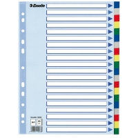 Esselte 15263 separadores de plástico de colores A4 con 20 pestañas (11 agujeros) 15263 203806