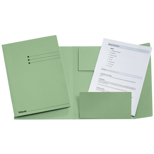 esselte carpeta de 3 solapas color verde a4  50 unidades