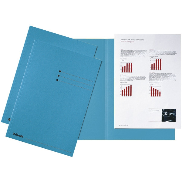 Esselte carpeta de cartón A4 azul | solapas de 10mm | con lados iguales | 100 unidades 2113402 203600 - 1