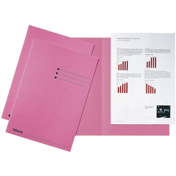 Esselte carpeta de cartón A4 rosa con lados iguales y líneas impresas | 100 unidades 2113411 203610 - 1