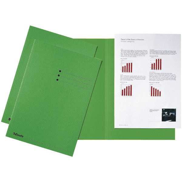 Esselte carpeta de cartón A4 verde con lados iguales y líneas impresas | 100 unidades 2113408 203608 - 1