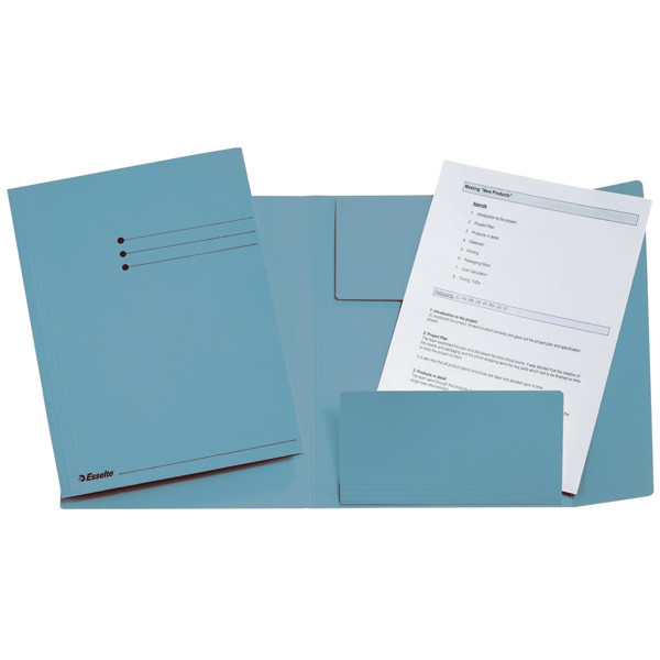 Esselte carpeta de cartón azul | tamaño folio | solapas | con líneas impresas | 50 unidades