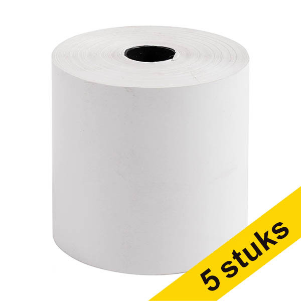 Exacompta Rollo de papel térmico blanco para caja registradora, 80x80x12 cm (5 unidades) 407291 - 1