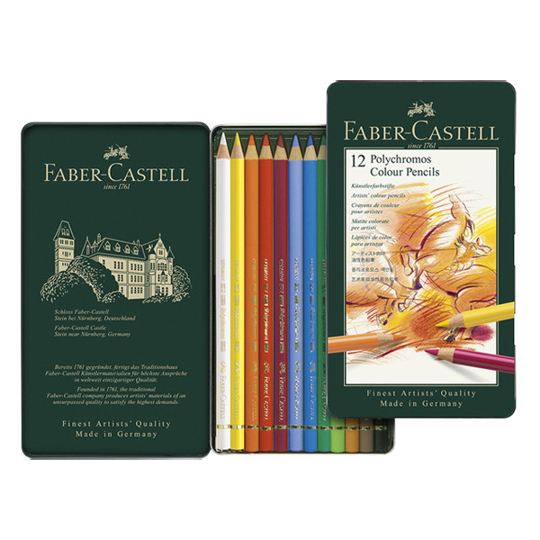 Faber-Castell Polychromos Lápices de colores en estuche (12 unidades)