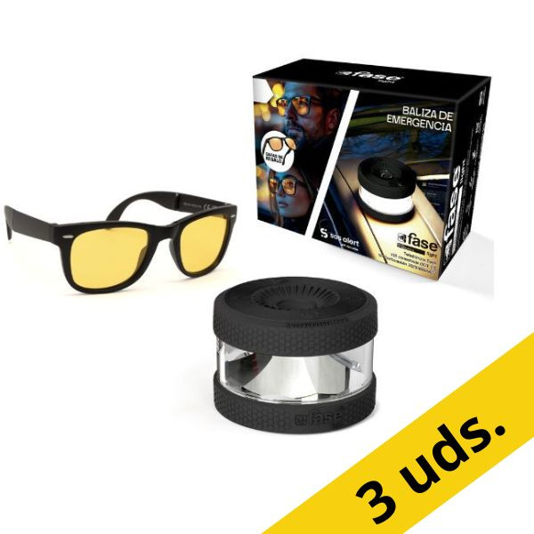 Fase Light Luz de emergencia V16 baliza homologada DGT con geolocalización (gafas incluidas) | Pack 3 uds 426857 - 1