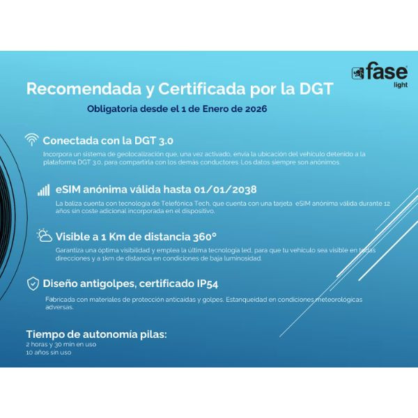 Fase Light Luz de emergencia V16 baliza homologada DGT con geolocalización (gafas incluidas) 426768 - 4