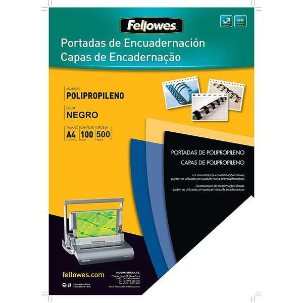 Fellowes portada de encuadernación 500 micras A4 negro 100uds 427410 - 1