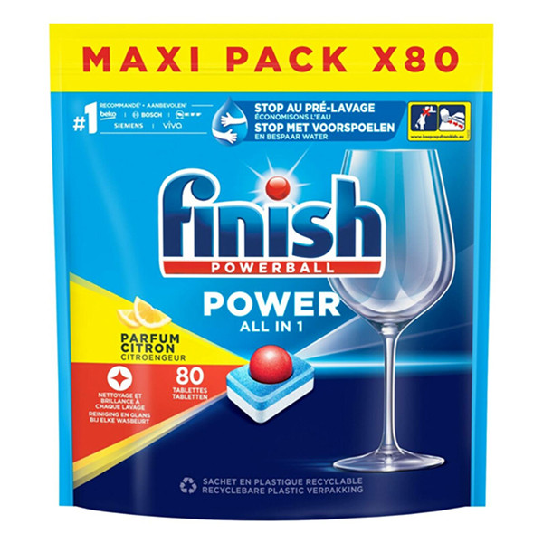 Finish Power All in 1 Limón Pastillas para lavavajillas (80 pastillas)  SFI01016 - 1