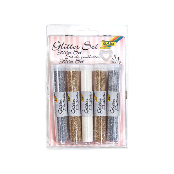 Folia kit de purpurina plata/oro/brillo blanco (5 piezas) 222140 - 1