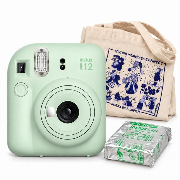 Fujifilm Instax Mini 12 cámara instantánea verde menta | Kit con 10 fotos y bolsa 426962 - 1