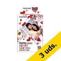 Fujifilm Papel fotografico instax mini film Heart Sketch - Pack 30 hojas  426432
