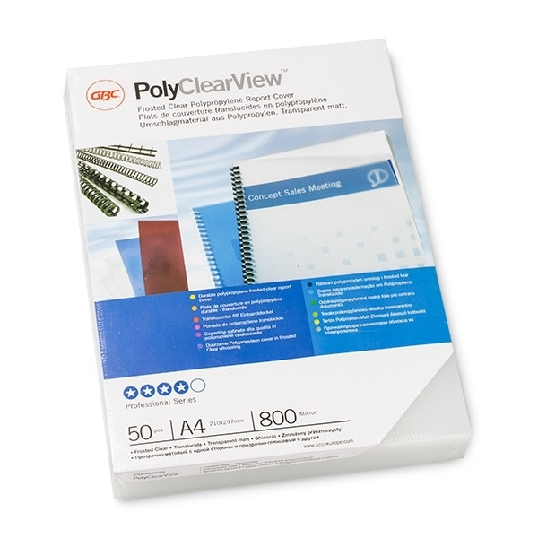 GBC ESP4258 PolyClearView Tapas de encuadernacion | 800 micras | mate transparente | 50 unidades 207828 - 1