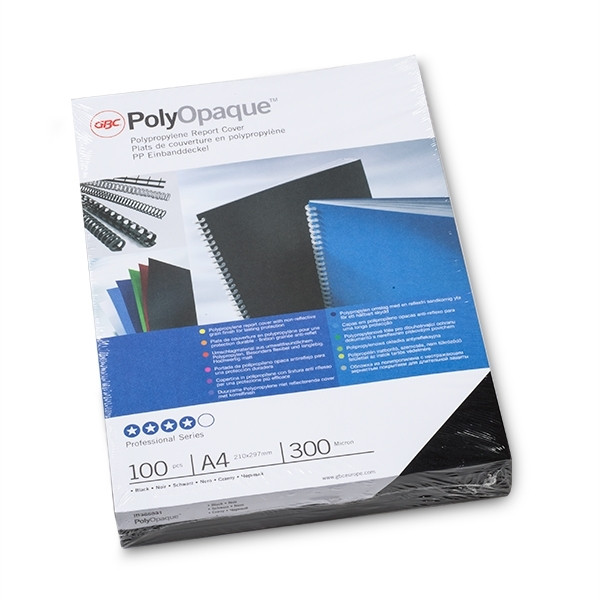 GBC Portada Pp Polycover Opaca 300 Micras A4 Negro(Caja 100)