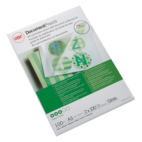 GBC fundas de laminacion de documentos | A3 | brillante | 2x100 micras | 100 unidades