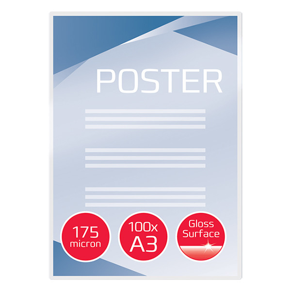 GBC fundas de laminacion de documentos | A3 | brillante | 2x175 micras | 100 unidades 207072 - 2