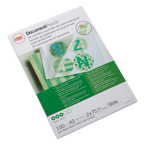GBC fundas de laminacion de documentos | A3 | brillante | 2x75 micras | 100 unidades