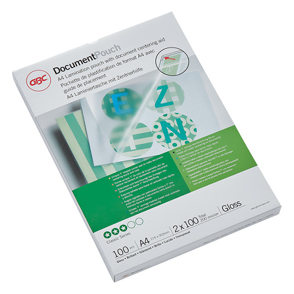 GBC fundas de laminacion de documentos | A4 | brillante | 2x100 micras | 100 unidades