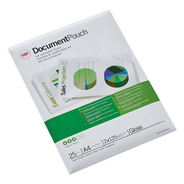 GBC fundas de laminacion de documentos | A4 | brillante | 2x125 micras | 25 unidades