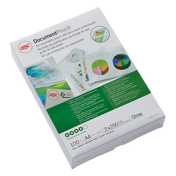 GBC fundas de laminacion de documentos | A4 | brillante | 2x250 micras | 100 unidades 207592 - 1