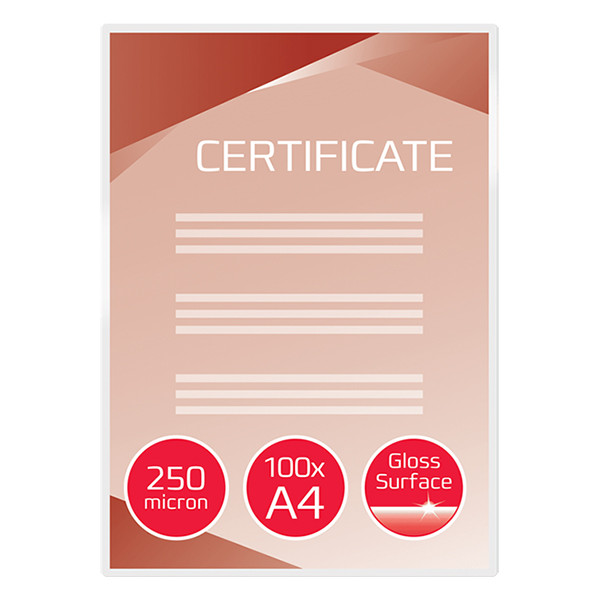 GBC fundas de laminacion de documentos | A4 | brillante | 2x250 micras | 100 unidades 207592 - 2