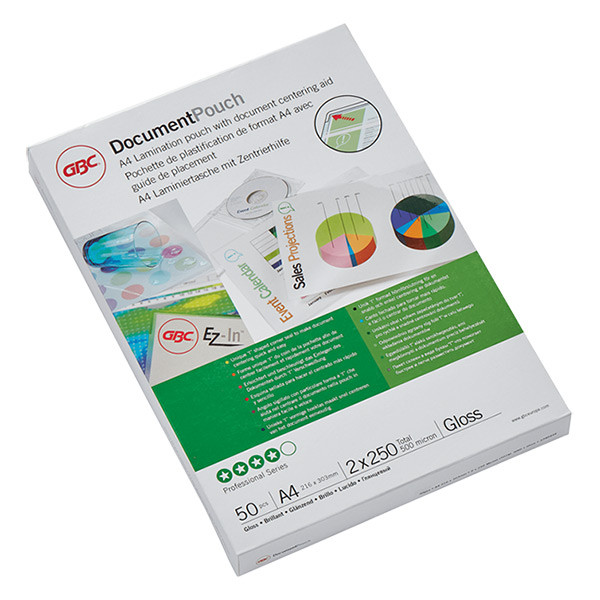 GBC fundas de laminacion de documentos | A4 | brillante | 2x250 micras | 50 unidades