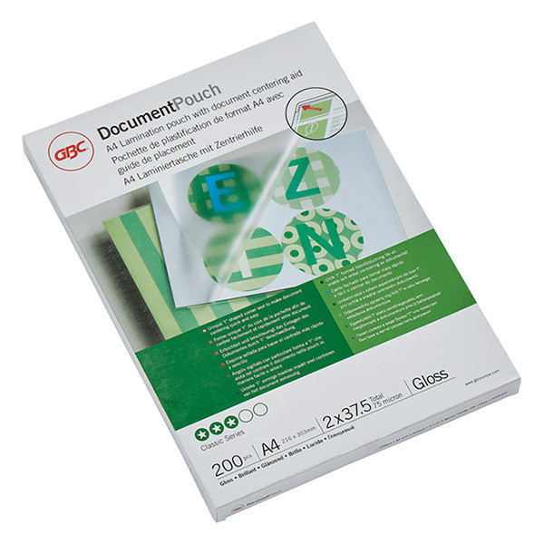 GBC fundas de laminacion de documentos | A4 | brillante | 2x38 micras | 200 unidades 3745103 207588 - 1