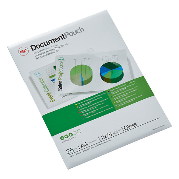 GBC fundas de laminacion de documentos | A4 | brillante | 2x75 micras | 25 unidades