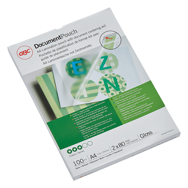 GBC fundas de laminacion de documentos | A4 | brillante | 2x80 micras | 25 unidades 207590 - 1