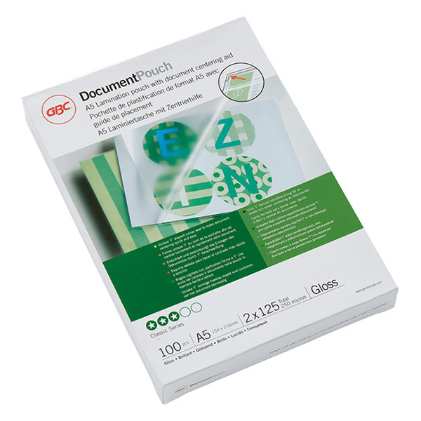 GBC fundas de laminacion de documentos | A5 | brillante | 2x125 micras | 100 unidades