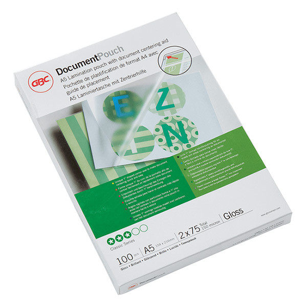 GBC fundas de laminacion de documentos | A5 | brillante | 2x75 micras | 100 unidades