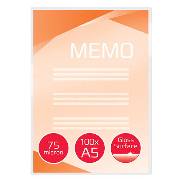 GBC fundas de laminacion de documentos | A5 | brillante | 2x75 micras | 100 unidades 3740451 207012 - 2