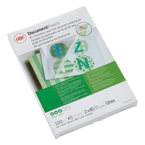 GBC fundas de laminacion de documentos | A5 | brillante | 2x80 micras | 100 unidades