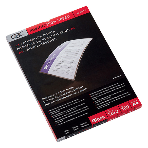 GBC fundas de laminacion rapida de documentos A4 | brillante | 2x75 micras | 100 unidades