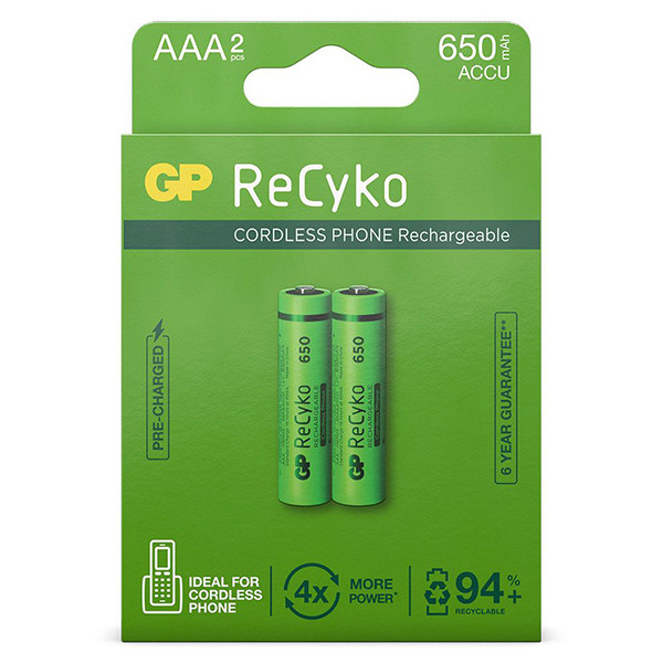 GP 650 ReCyko Batería recargable AAA / HR03 Ni-Mh (2 piezas) AAA HR03 HR3 AGP00118 - 1