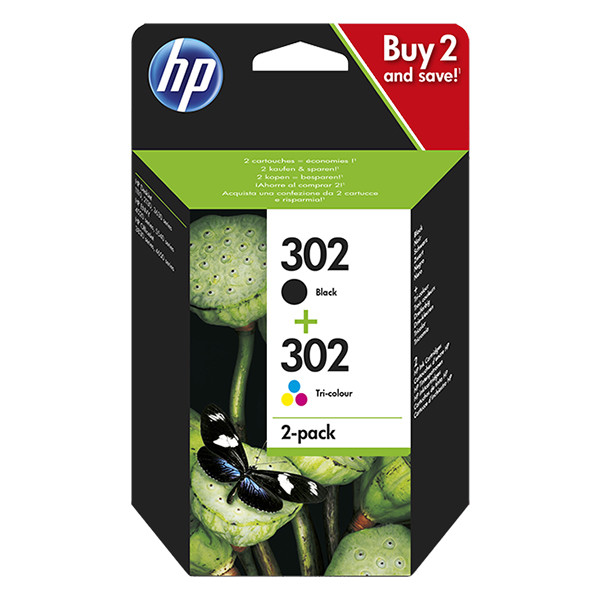 HP 302 (X4D37AE) multipack cartucho de tinta negro + color (original) X4D37AE 055126 - 1