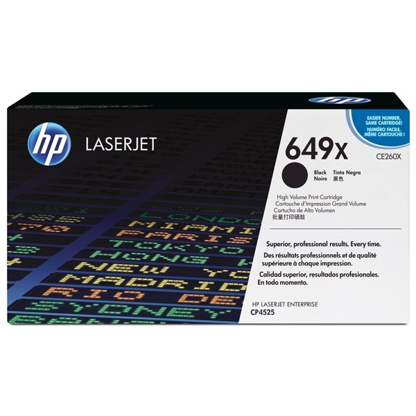 HP 649X CE260X Negro, Cartucho Tóner de Alta Capacidad Original, de 17.000 páginas, para impresoras HP Color LaserJet Enterprise CP4525dn, CP4525n y CP4525xh