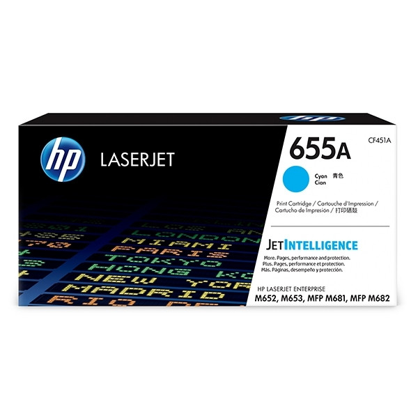 HP 655A (CF451A) toner cian (original) – imagen 3