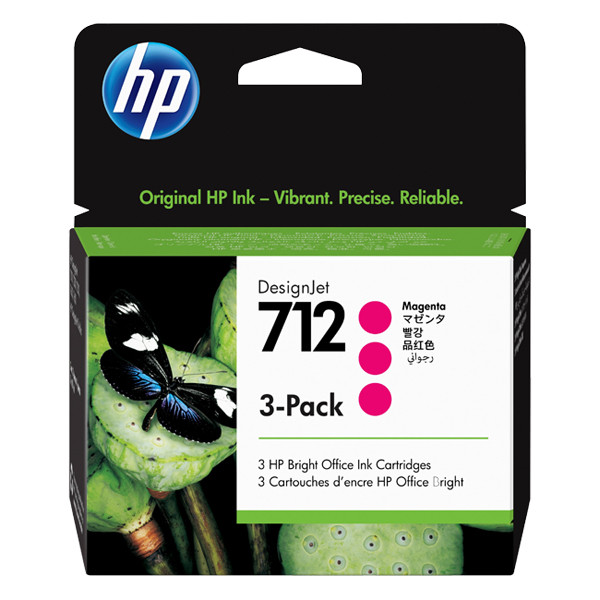 HP 712 (3ED78A) pack 3x cartucho de tinta magenta (original) – imagen 2
