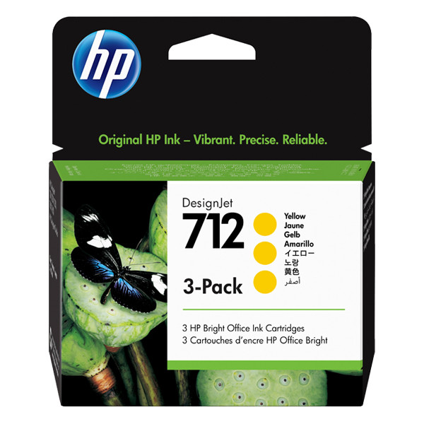 HP 712 (3ED79A) pack 3x cartucho de tinta amarillo (original) 3ED79A 653022 - 1