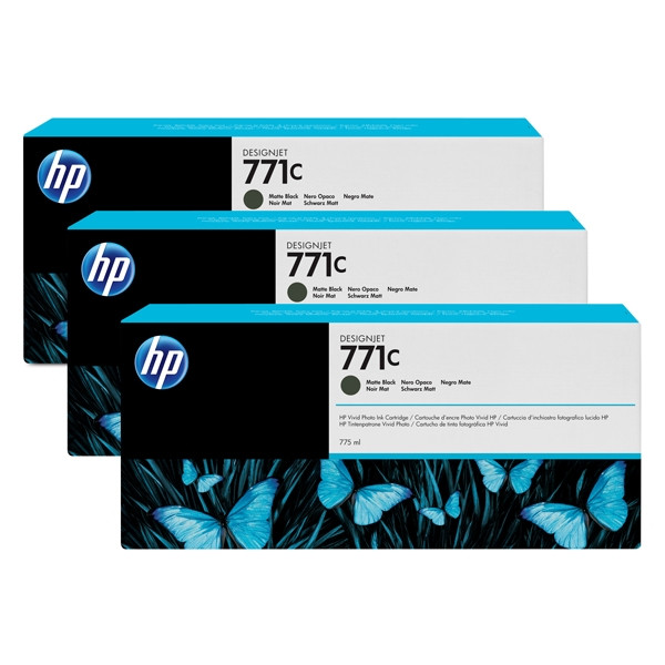HP 771C (B6Y31A) multipack negro mate 775ml 3 cartuchos (original) B6Y31A 044256 - 1