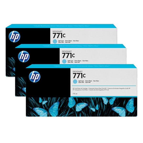 HP 771C (B6Y36A) multipack 3x cartucho cian claro 775 ml 3 cartuchos (original)