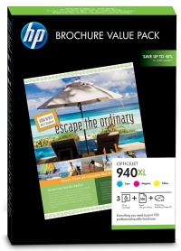 HP 940XL (CG898AE) multipack 3 colores + 100 hojas de papel fotográfico (original) 054024