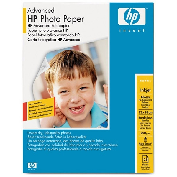 HP Q8696A Advanced papel fotográfico brillante sin margen | 250 gramos | 13 x 18 cm | 25 hojas Q8696A 064870 - 1