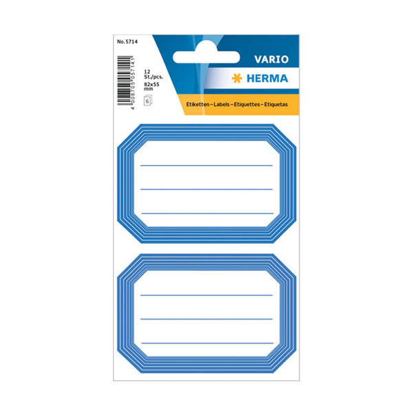 Herma 5714 Etiquetas para libros 82 x 55 mm blancas/azules (12 etiquetas) 230931 - 1