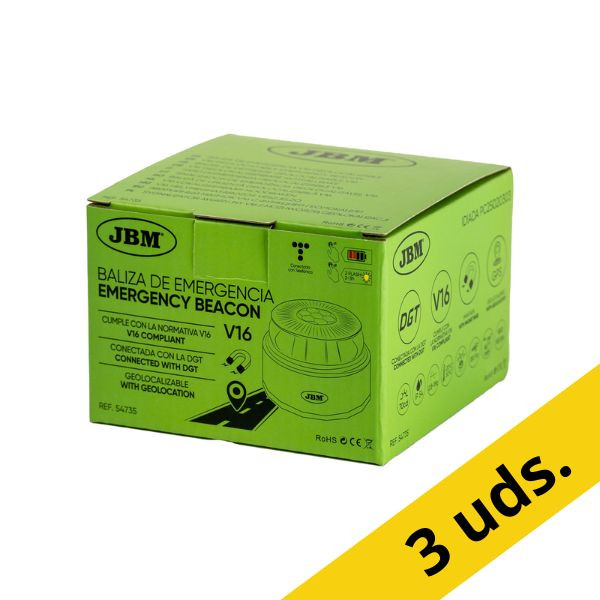 JBM Luz de emergencia V16 baliza homologada DGT con geolocalización | Pack 3 uds 426866 - 2